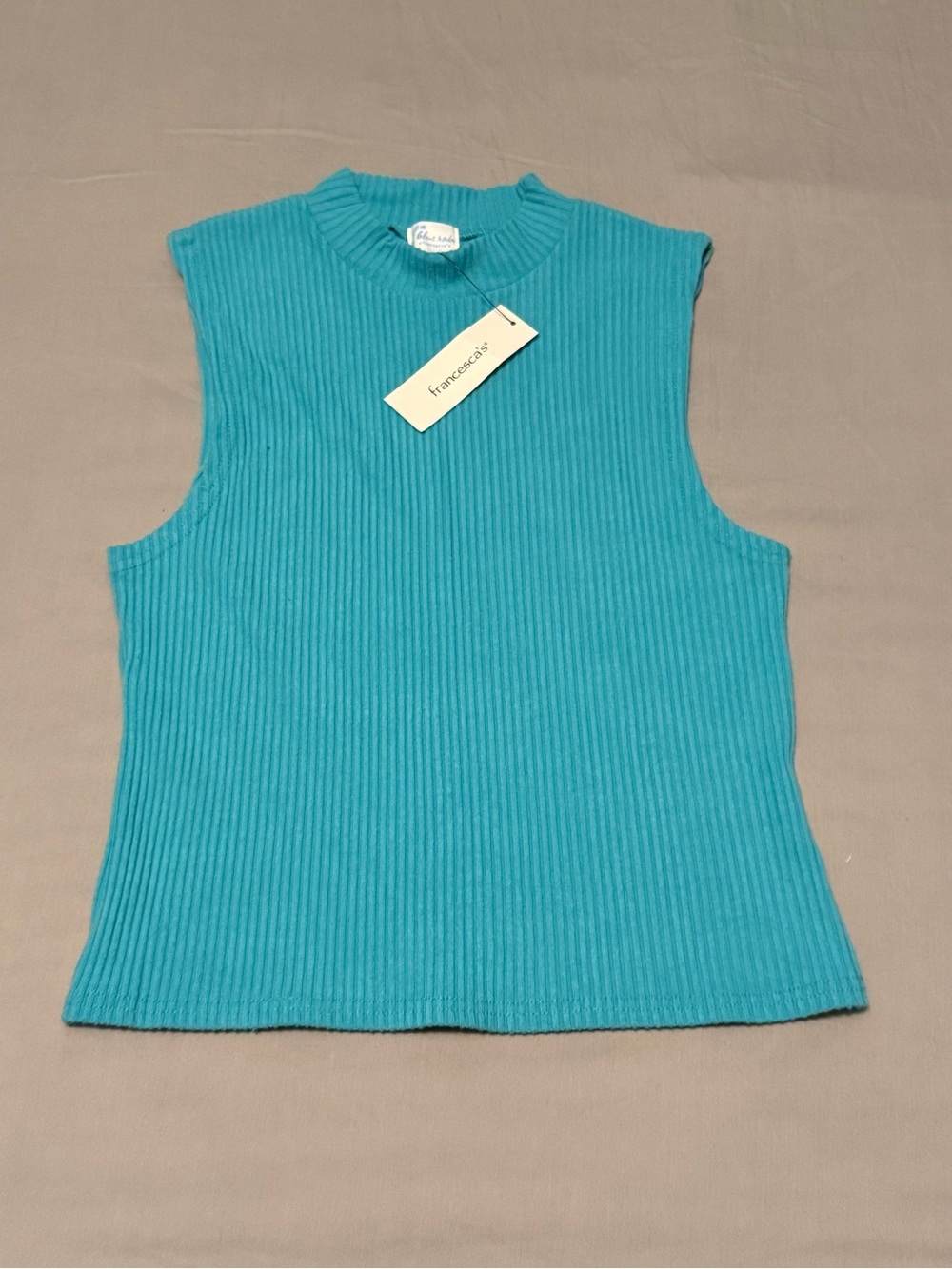 Francesca's Collections Ribbed Sleeveless Tank - Teal